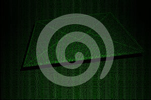 Digital envelope made of green binary code
