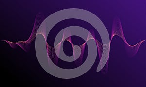 Digital equalizer sound wave illustration. Music neon background. Illuminated digital audio wave