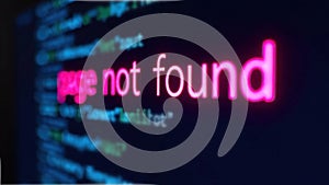 Digital error message displaying page not found on computer screen