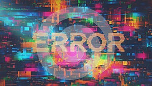 Digital error message text showing system glitch