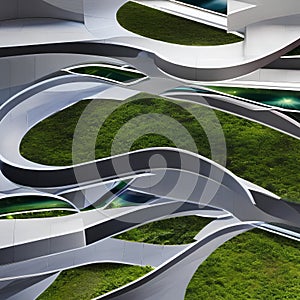 A digital exploration of the intersection between nature and technology, with organic forms merging with futuristic elements, bl