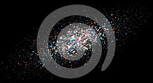 Digital explosion of colorful numeric data particles