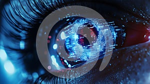 Digital Eye with Binary Code and Data Stream