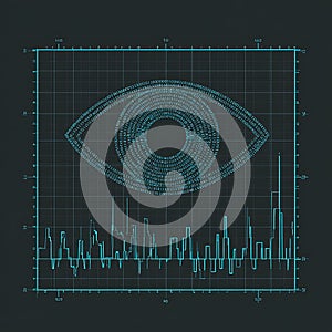 Digital eye illustration with binary code overlay and data visualization for cybersecurity