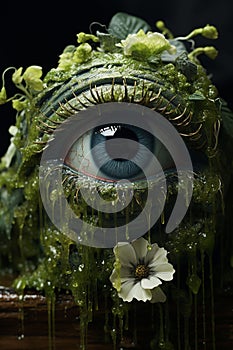 Digital eyeball covered with moss photo
