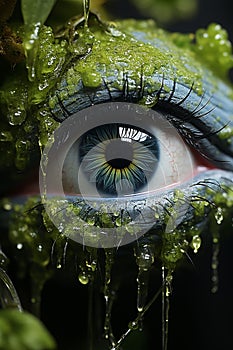 Digital eyeball covered with moss photo