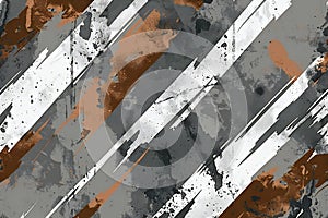 A digital fabric design with a gray and brown camouflage pattern, featuring white diagonal lines