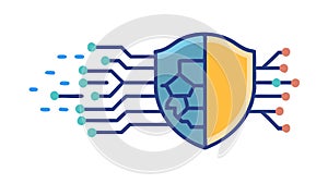 Digital Face ID Security Shield Vector Art, vector design Generative AI