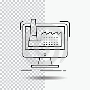 digital, factory, manufacturing, production, product Line Icon on Transparent Background. Black Icon Vector Illustration