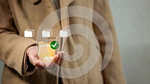 Digital file folder management in hand with data access and security check