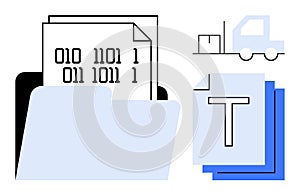 Digital File Management and Data Processing with Document Organization Elements