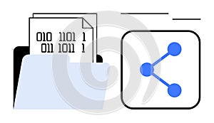 Digital File Sharing Concept with Binary File and Share Icon