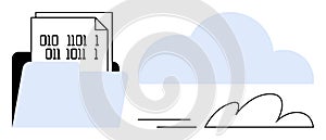 Digital File Storage and Data Transfer Concept with Folder and Cloud