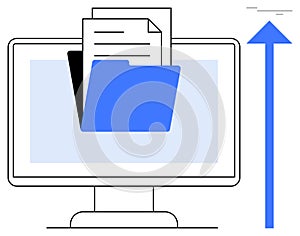 Digital File Upload with Folder and Documents Displayed on Computer Screen