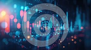 Digital financial chart graphs provide a perspective on stock market growth, business investing, and data concept, Ai Generated