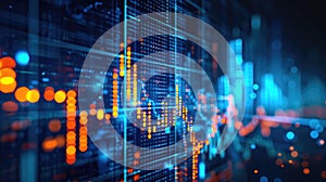 Digital financial chart graphs provide a perspective on stock market growth, business investing, and data concept, Ai Generated