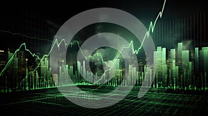 Digital financial graph on a technical analysis market screen