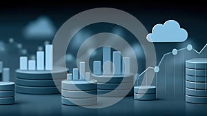 Digital Financial Growth and Data Analysis with Charts and Cloud Technology Visuals