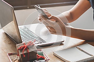 digital financial lifestyles. person holding credit card and doing bank payment via internet by computer