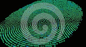 Digital Fingerprint with Binary Code Pattern on Dark Background