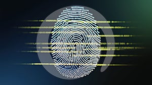Digital Fingerprint With Binary Code Represents Modern Security