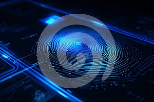 DIgital fingerprint blue light technology concept