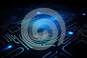 DIgital fingerprint blue light technology concept