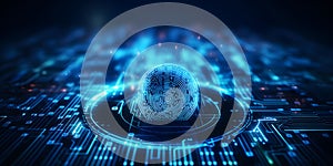 Digital fingerprint within matrix of code Biometric scan for secure access control. Concept