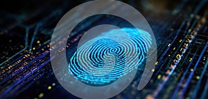 The digital fingerprint representing advanced biometric security technology AI generated image