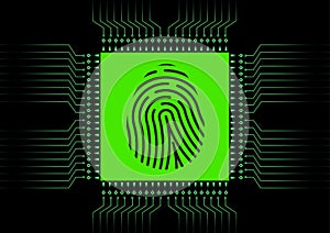 Digital Fingerprint scanner; Identification system; Cyber security concept