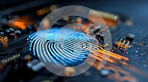 Digital fingerprint scanning on a high-tech circuit board