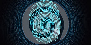 Digital fingerprint security concept, binary digits background. Generative AI