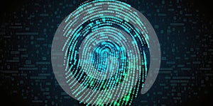 Digital fingerprint security concept, binary digits background. Generative AI