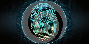 Digital fingerprint security concept, binary digits background. Generative AI