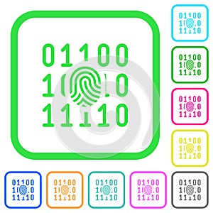 Digital fingerprint vivid colored flat icons