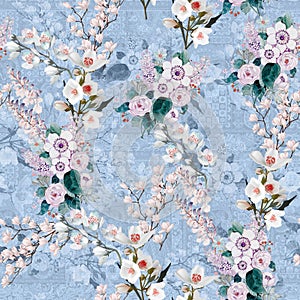 Digital print flower pattern design
