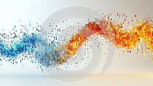 Digital Flow of Colorful Binary Data Wave Representing Technology and Innovation in Computing