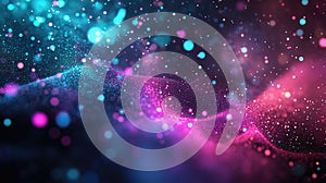 Digital flowing particles creating vibrant abstract wave pattern