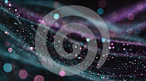 Digital flowing wave particle data stream background