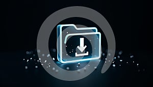 Digital Folder Icon Symbolizes Data Storage and Online Download Process