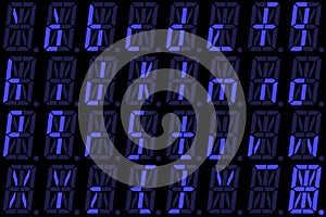Digital font from small letters on blue alphanumeric LED display