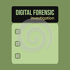 Digital Forensic Investigation infographic vector design. List for Digital Forensic Investigation factors.