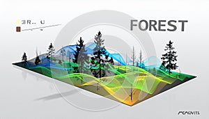 Digital Forest Landscape with Data Visualization Waves