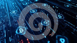 Digital Frontier: Cryptocurrency Network and Blockchain Nodes. Generative AI
