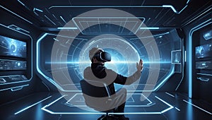 digital frontier: exploring VR and futuristic design in vectors. generative ai