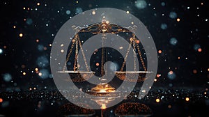 digital futuristic dissolving balance scale