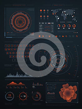 Digital futuristic hud virtual interface. Vector technology screen with data graphs