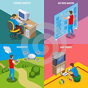 Digital Gadget Evolution Isometric Concept