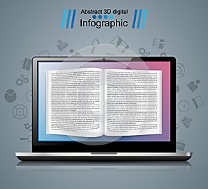 Digital gadget, notebook, book, read, ebook, bookreader icon. photo