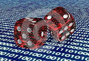 Digital gaming concept dice in computer environment